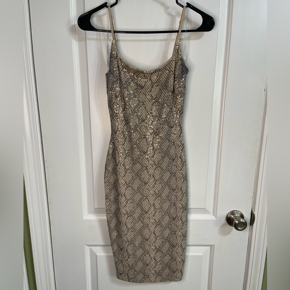 Snake Gold Midi Dress "Sneaky As A Snake Sequin"